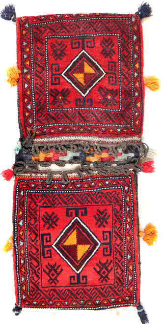 Afghan Hand Knotted Saddle Bag By Afghan Artisan Woolen Area Saddle Bag