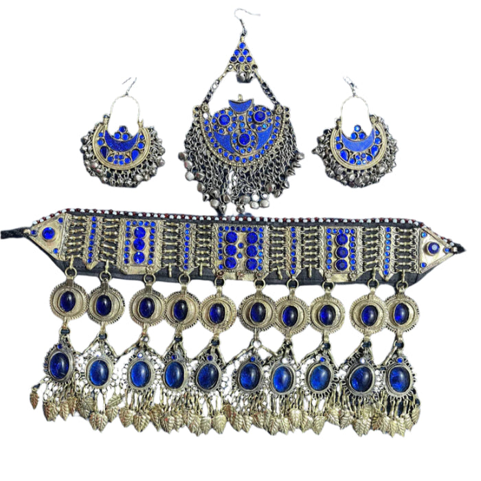 Afghan Kuchi jewelry set, handmade Kuchi jewelry, belly dance jewelry, tribal jewelry set,