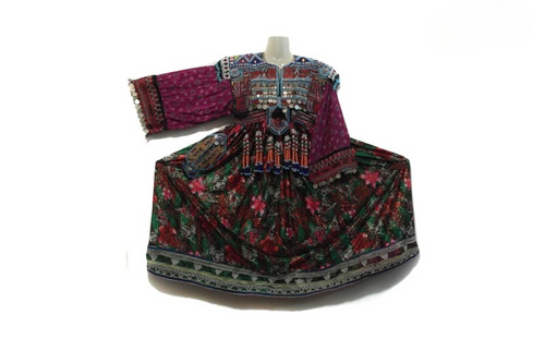 Baloch Banjara Women Coins Work Burgundy Dress