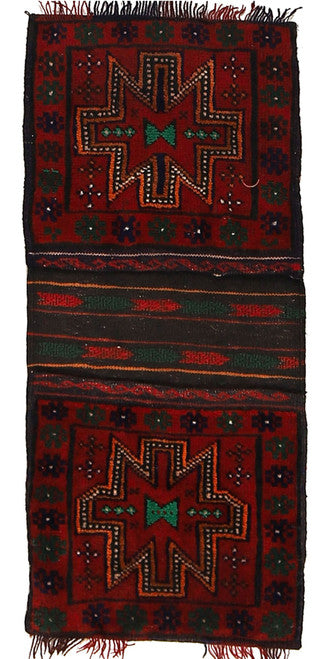 Hand Knotted Afghan Khurjeen Saddle Bag By Afghan Artisan Women Woolen Area Rug