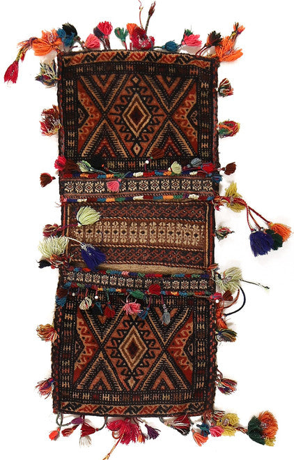 Hand Knotted Afghan Saddle Bag By Afghan Artisan Women Woolen Area Rug