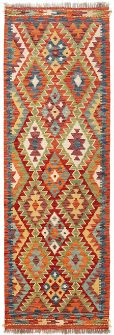 Premium Quality Hand Knotted Afghan Runner Rug Tribal Design