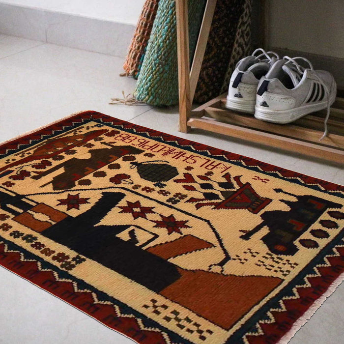 Handmade Afghan AK 47 War Tapestry 3x1.8 ft