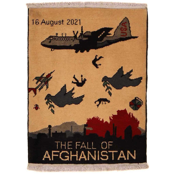 Authentic Tribal War Falling Man Carpet 2.6x2 ft