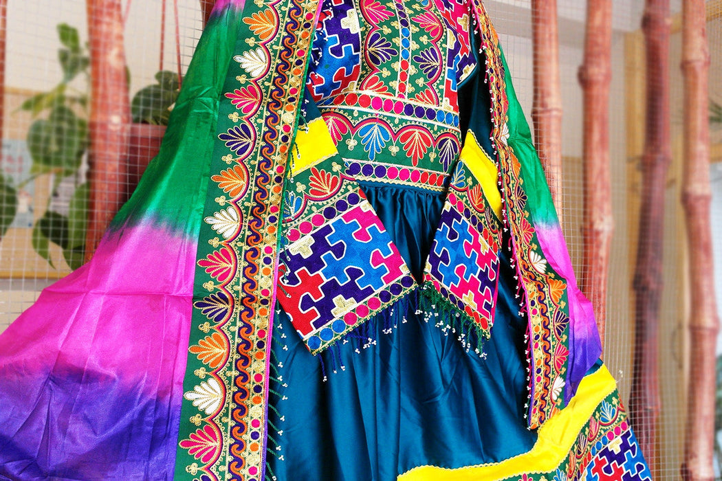 afghan clothes in teal color