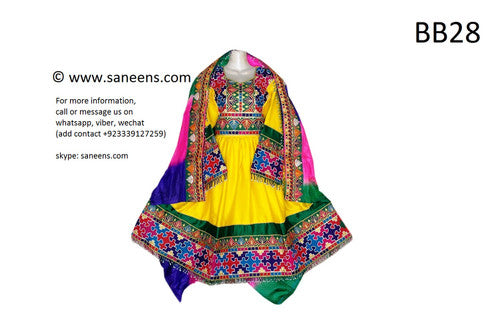 Sindhi Design Yellow Afghan Dress