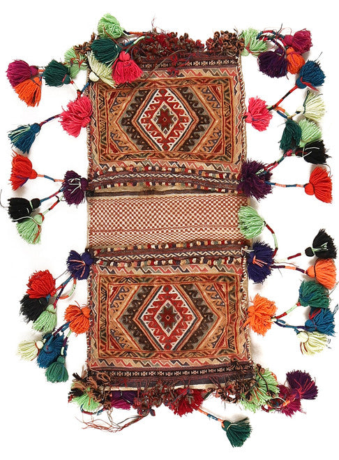 Hand Made Khurjeen Saddle Bag By Pashtun Artisan Women Woolen Area Rug