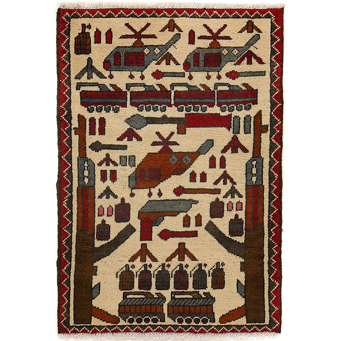 Cultural Afghan War AK 47 Carpet 2.7x1.8 ft