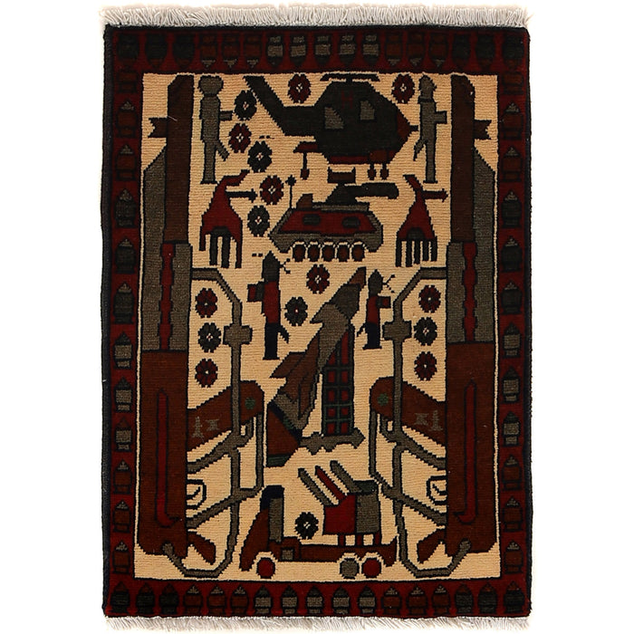 Handmade Afghan Weapon Rug 2.7x2 ft