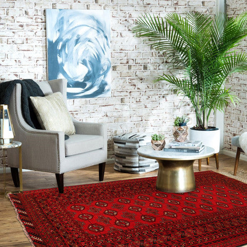 Handwoven Bokhara Jhaldar Rug from Pashtun Artisans