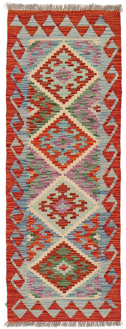 Handmade Afghan Wool Runner Rug in Authentic Pashtun Style Patterns
