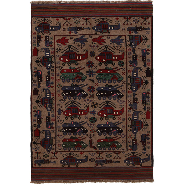 Afghan War Helicopter Story Rug 6.1x4.3 ft