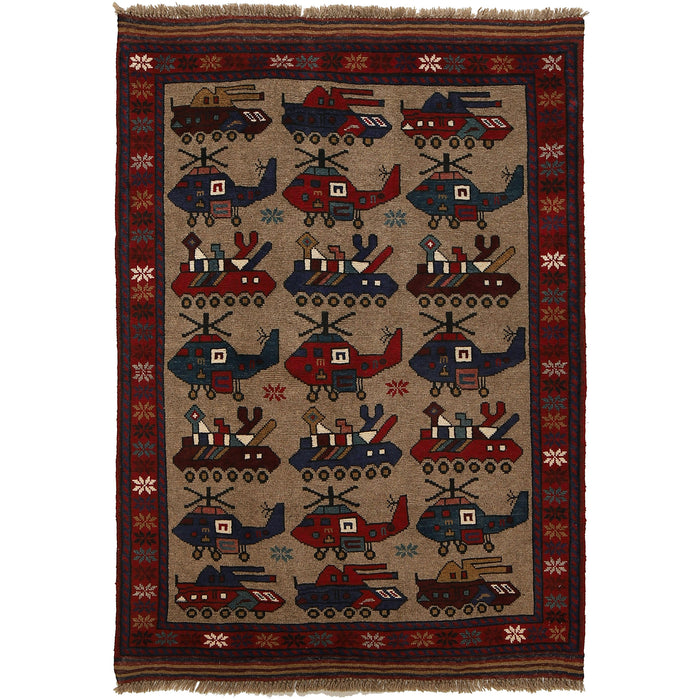 Afghan War Helicopter Story Rug 4.7x3.2 ft