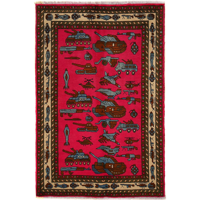 Authentic Afghan Battle Tanks Rug 4.9x3.2 ft