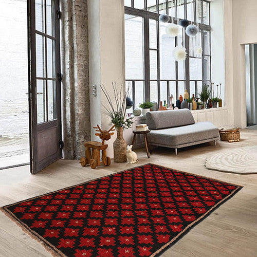 Afghan Baluchi Rug Hand Knotted by Afghan Women Using Premium Wool