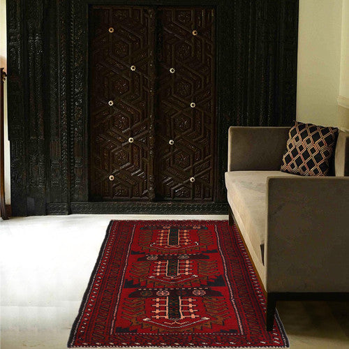 Hand Knotted Afghan Baluchi Wool Rug with Unique Designs for Any Room