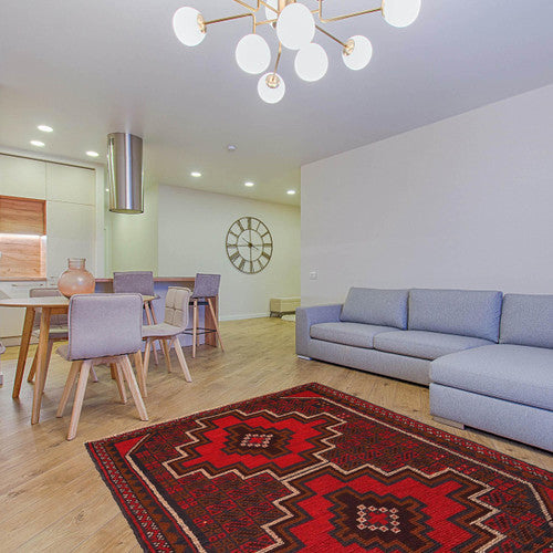 One of a Kind Afghan Balochi Wool Rug Hand Knotted for Stunning Interior Statements