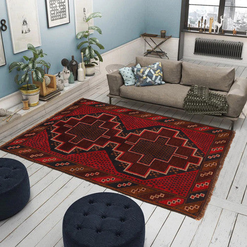 Afghan Balochi Hand Knotted Wool Rug for Vibrant Cultural and Contemporary Home Decor