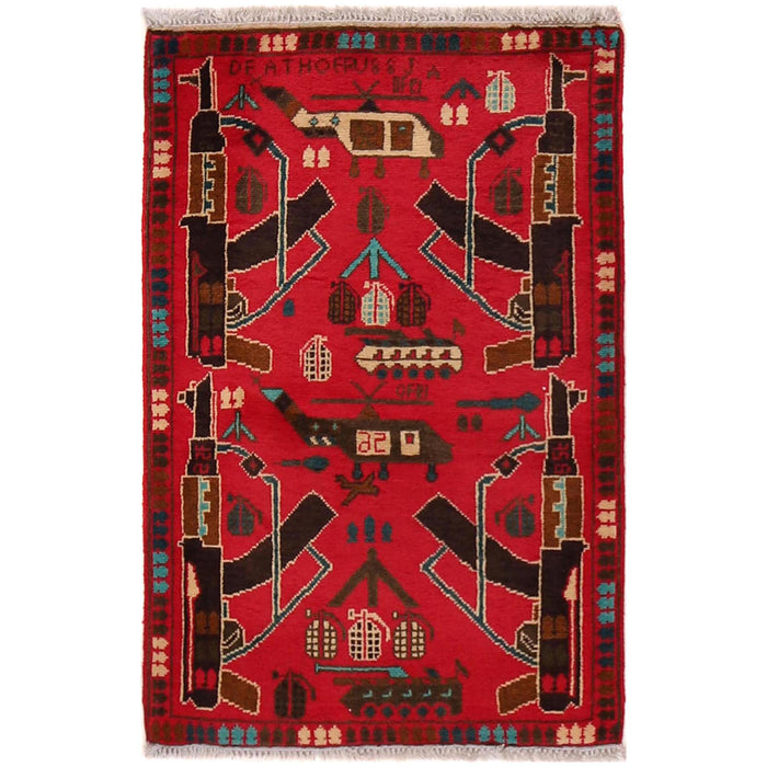 Afghan AK-47 Rug Cultural Story 3x2 ft