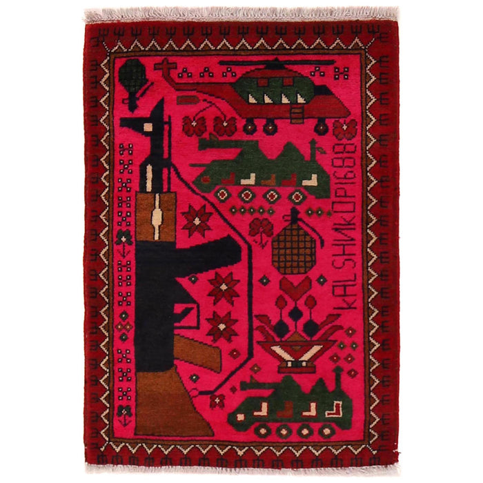 Afghan AK-47 Rug Handmade Pattern 2.9x2 ft