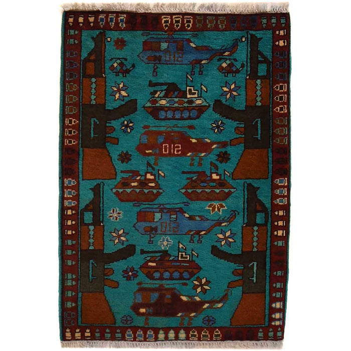 Afghan Weapons Rug Heritage Collector 3x2 ft