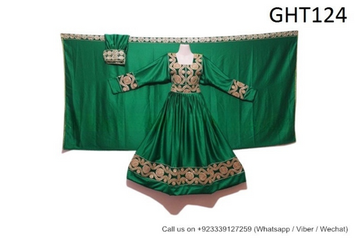 Elegant Afghan Frock in Green Color