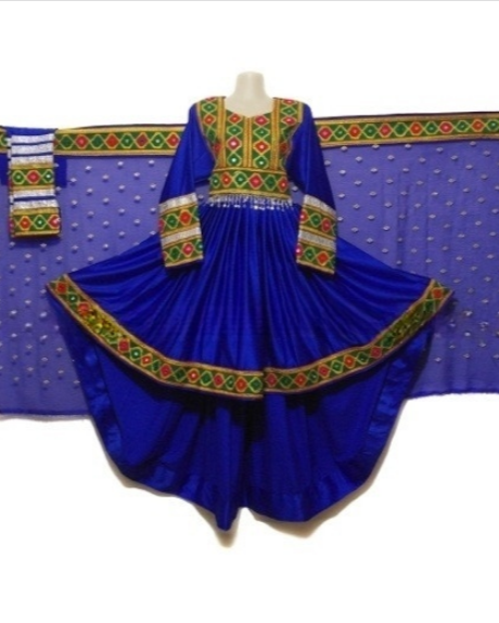 afghan dress in blue color