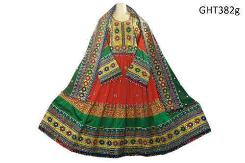 Afghani Dress In Red Color With Mirrors Work Islamic Wedding Dresses