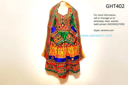 Pathani Dress In Green Color With Orange Jolay Fabric