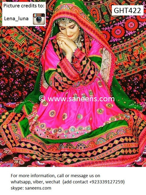 Afghan Clothes In Pink Color With Finest Mirrors Embroidery Work