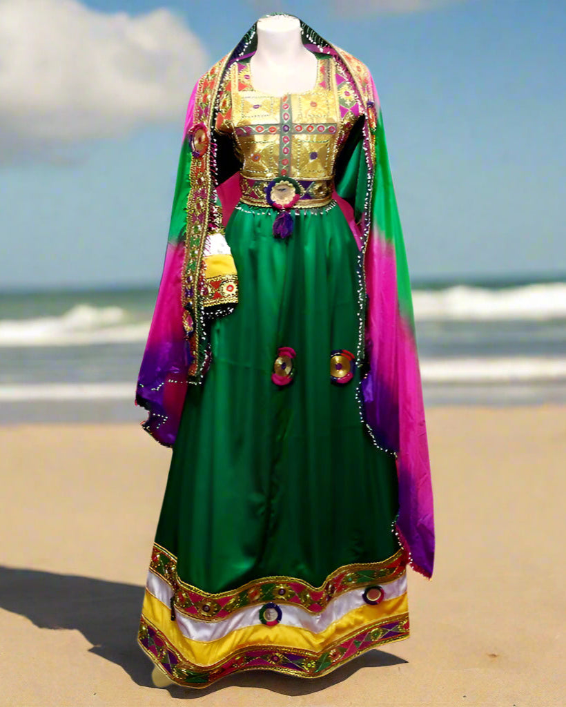 green emerald velvet dress Claudia Dress in Persian Botanic Print – Elizabeth Anthony main image 0