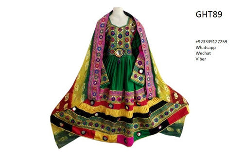 Afghan Fashion Dress With Mirrors Embroidery