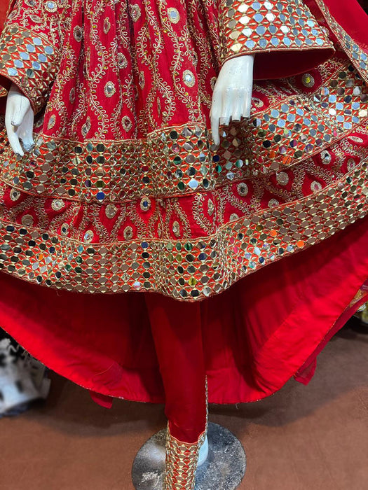Mirrors Work Afghan Persian Bridal Red Frock