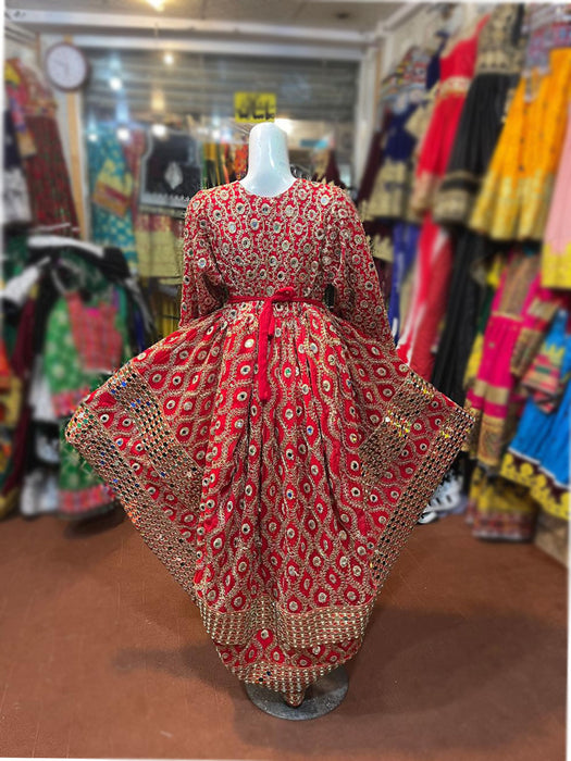 Mirrors Work Afghan Persian Bridal Red Frock