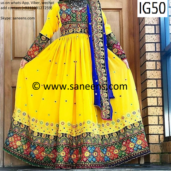 Afghan Bridal Yellow Gown Dress