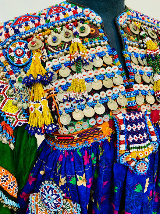 beaded Afghan dress, Afghan handmade fashion, cultural dress, Afghan women wear,