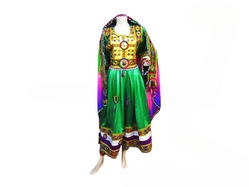 Afghan Bridal Dress In Green Color