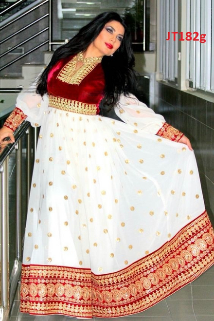 Afghan Gowns In White Color Dress