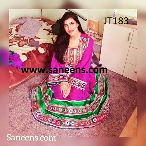 Afghan Pink Color Long Gown Dress