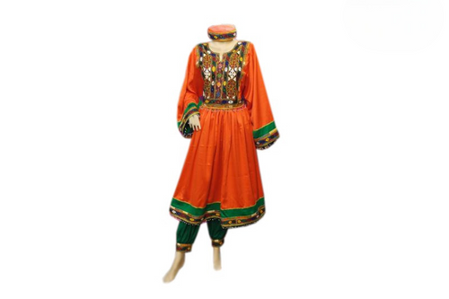 Persian Afghan Bridal Orange Dress