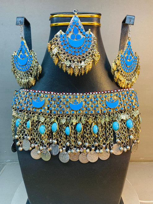 Turquoise Blue Afghan Jewelry Set