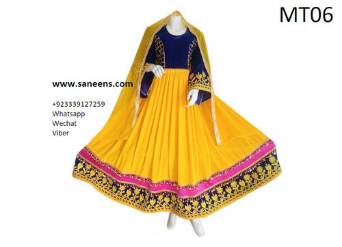 Afghan Nikah Dress In Yellow Color Wedding Event Pathan Clothing