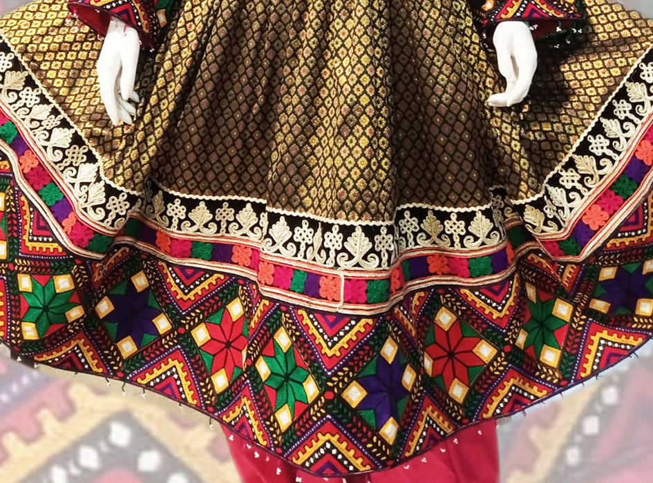 afghan dress with chargul design embroidery