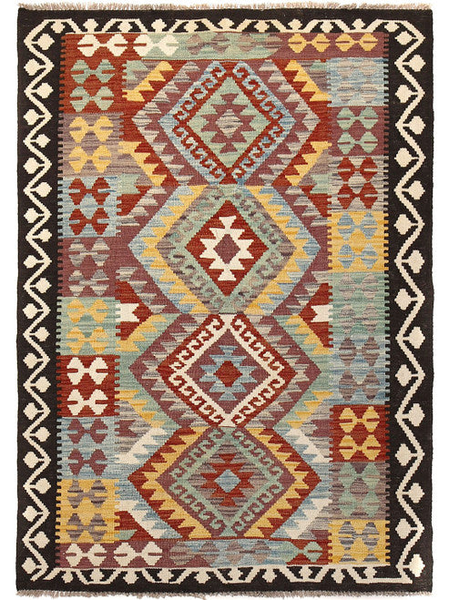 Handmade Afghan Chobi Kilim Wool Rug Traditional Boho Style Living Room Rug