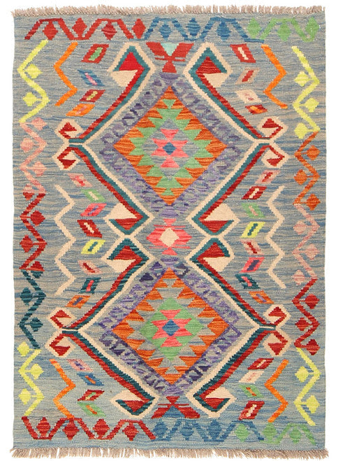 Afghan Chobi Kilim Flat Weave Wool Area Rug By Afghan Artisan 5 x 3 Ft