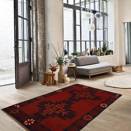 Handcrafted Afghan Wool Rug Balochi Design Hand Knotted by Women
