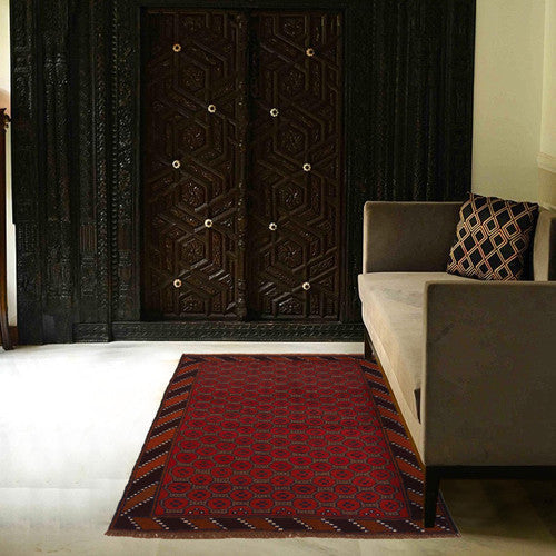 Afghan Wool Baloch Rug Crafted by Skilled Women Artisans Tradition