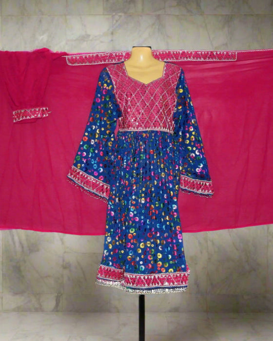 Afghan Fashion Mirrors Work Frock