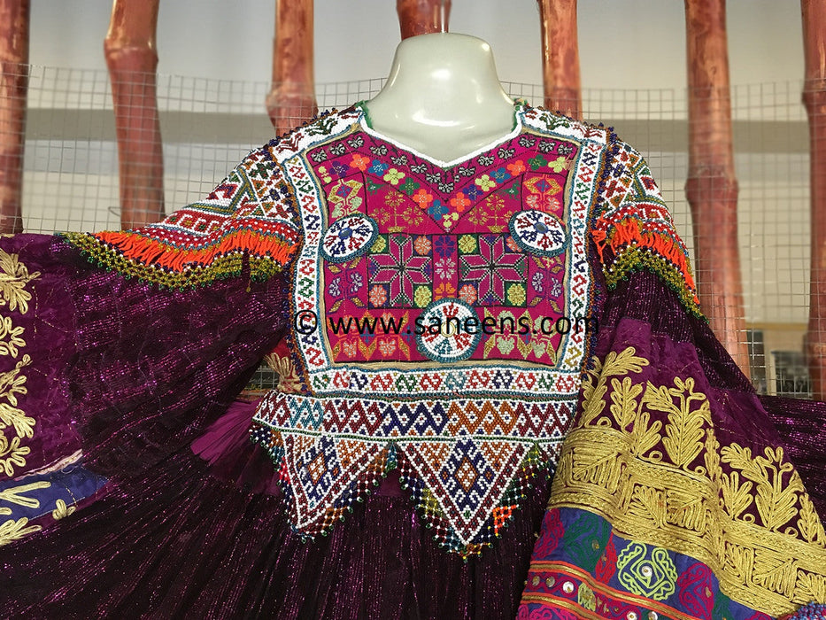 afghan clothes in dark purple