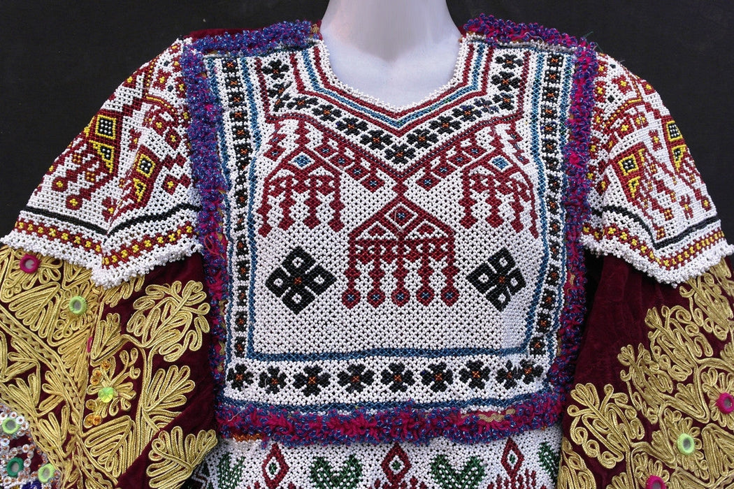 pathani dress with handmade beads work chest patch